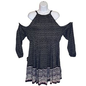 Torrid Cold Shoulder Trapeze Mini Dress Floral 10911063 Rayon Women Plus Size 1X